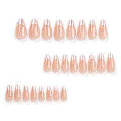 YICKYUE 24Pcs Almond-Shaped Press-On Nails Simple&Elegant Reusable Minimalist Fake Nails with French Tips for Women&Girls Daily Wear