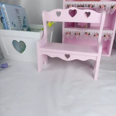 Yickyue Pink Wooden Chair Makeup Small Chair Home Desktop Decoration Storage Rack Heart-shaped Chair Photo Props Home Accessories