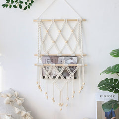 Macrame Shelves for Bedroom & Plant Boho Home Decor Christmas Decoration Wooden Wall Shelf Candle Holder Floating Shelves Gift