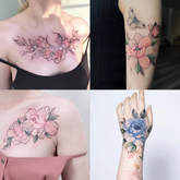 YICKYUE - 9pcs Beautiful Color Chest and Shoulder Tattoo Flower Tattoo Stickers