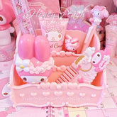 Cute Bow storage box Candy Color Kawaii Pink Women's cosmetics storage Box Container Office School Supplies jewel case