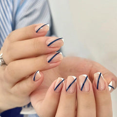 Fire Flower Petite False Nails for Professional Gradient Halo Line Press on Acrylic Nails with Glue Accessories Z1345