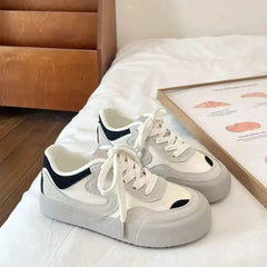 YICKYUE - Women's Retro Sports Shoes Thick Bottom Comfortable Casual Sneakers Spring Autumn New Style Mella White Shoes Rubber Sole