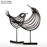Tooarts Iron Wire Bird Metal Sculpture Wonderful Sculpture Bird Modern Artwork Favor Gift Home Decoration