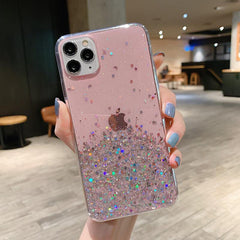 Star Glitter Sequin Transparent Phone Case For iPhone 11 12 Pro MAX Mini XS X XR 7 8 Plus SE 2 Silicone Shockproof Cover