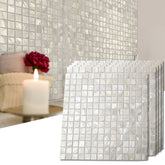 YICKYUE 10 Sq.ft 10-Pack Mother Of Pearl Oyster Square Shell Mosaic Tiles, Exquisite Mica Sheet Wall Stickers, Wall Decoration And Beautification