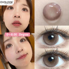 YICKYUE - Pink Contact Lenses Myopia Color Contact Lenses for Eye with Diopters Natural Grey Brown Eye Color Lenses Blue Lens 2PCS