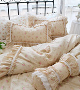 YICKYUE - Romantic elegant floral lace bedding set,sweet flower rose full queen king cotton home textile bedspread pillow case quilt cover