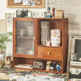 YICKYUE - High Appearance Level Dustproof Desktop Storage Shelves Cosmetics Organizer Box Cup Tea Set Organizers Storage Solid Wood