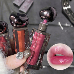 YICKYUE - Dark Purple Lip Gloss Water Light Long Lasting Clear Moisturize Mirror Pink Peach Lip Tint Non Stick Cup Liquid Lipstick Makeup