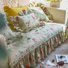 YICKYUE - Cotton Sofa Cushion Autumn Winter Retro Flower Countryside Thick Quilting Sofa Cover Towel Seat Cushions Christmas Home Decor