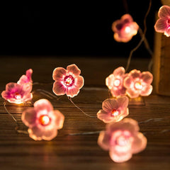 LED Battery Light String Peach Flower Lamp Christmas Outdoor Garden Decoration Flower Shape Flashing Light Peach Flower Lamp