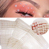 Yickyue White Pearl Eyes Face Temporary Tattoo Gems Dots Beauty DIY Body Art Accessories Festival Decorations 3D Nail Rhinestones