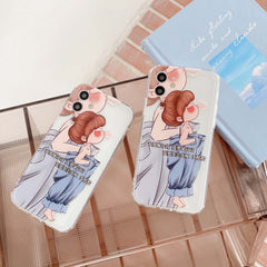 Rich girl woman cute silicone phone case for iphone x xr xs max 7 8 plus 11 12 mini pro max se cover shell funda