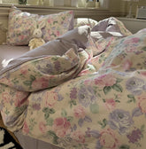 YICKYUE - Sweet purple pink flower bedding set,twin full queen king romantic floral cotton home textile bed sheet pillow case quilt cover