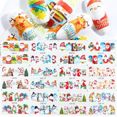 12pcs Colorful Winter Christmas Slider Nail Decals Nail Art Sticker DIY Water Tattoo Manicure Wraps Foil Accessory CHBN1009-1020