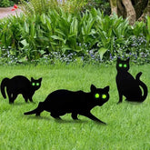 YICKYUE 3 Pcs Simulation Black Cat Decoration Sign Halloween Theme Card Outdoor Garden Yard Decor Props Miniaturas