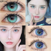 YICKYUE Color Contact Lenses with Diopters Blue Graduated Colored Lenses Cosplay Color Lens Green Lenses Pink Lenses Anime Lenses