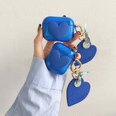 Love blue 3d heart silicone soft pendant earphone case for apple airpod pro 1 2 3 charging box wireless bluetooth capa cover