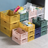 Collapsible Crate Plastic Folding Storage Box Basket Desktop Cosmetic Sundries Organizer Stackable Home Kitchen Storage Box Bin