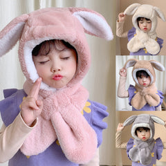 Sweet Baby Boys Girls Lovely Autumn Winter Cartoon Cute Rabbit Ear Plush Warm Hat Cap Neck Wrap Scarf kid toy Cospaly Hot шапка