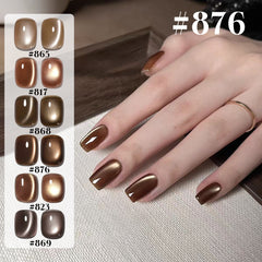 YICKYUE - 1-6PCS Autumn Moon Night Cat Eye Gel Nail Polish 2025 Autumn and Winter Classic Black Chocolate Amber Brown Nail Art Supplies