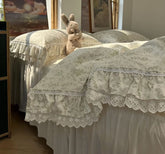 YICKYUE - Fresh fashion french floral bedding set,twin full queen fairyfair lace cotton home textile bedspread pillow case duvet cover