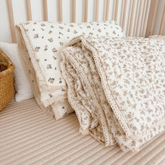Yickyue Baby Camellia Rose Print Muslin Blanket Quilt for Summer Infant Floral Muslin Comforter Napping Cover for Baby Bedding Quilts