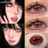YICKYUE 1 Pair Halloween Color Contact Lenses for Eyes Cosplay Lenses Anime Lenses Black Eye Lens White Lenses Crazy Red Lens
