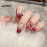 Press On Nail Tips Gradient Heart Sweet Full Cover Fake Nail Tips For Women Girl 24pcs Artificial Nails Jelly Gel Wholesale Item