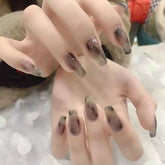 24Pcs/Box Wearable Fake Nails Ink Gradient Long Ballet Press on Square Head Full Cover Detachable Finished Fingernails