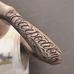 YICKYUE - 4 Sheets Fake Tattoo Sleeve Arm Body Art Long Lasting 15 Days Herbal Juice Ink Temporary Tattoo Sticker Text Wings Totem Men