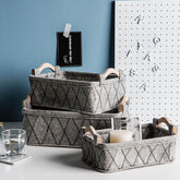 Collapsible Storage Basket Carry Wooden Handle Foldable Felt Cloth Laundry Basket Kids Toys Organizer Desktop Sundries Container