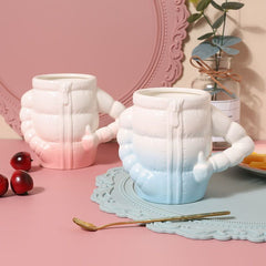 YICKYUE - 400ML Creative Down Jacket Ceramic Coffee Mug Breakfast Cup Porcelain Drink Mugs For Beer Milk Tea Water Couple Cups