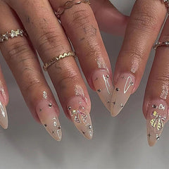 Yickyue Colored Halo Dyeing Wearable Nail Art Fashion Almond Shape Fake Nails Detachable Finished False Nails Press on Nails with Glue