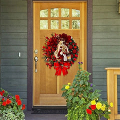 2022 Sacred Christmas Wreath With Lights Hanging Ornaments Front Door Wall Decorations Merry Christmas Tree Artificial Garland