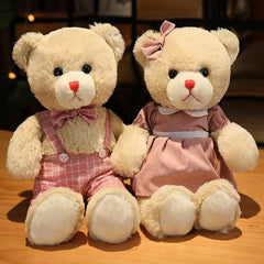 1pc 35cm Cute Vivid Couple Teddy Bear Plush Toys Lovely Bear with Clothes Pillow Nice Gift Lover Girls Kids Valentine's Gifts