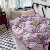 YICKYUE - Violet Charm Mixed Pattern Bedding Set