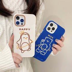 Happy nice Penguin bear cartoon lovely phone case for iphone 8 7 plus x xr xsmax 11 12 mini 13 pro max cute silicone cover