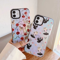 Ballet girl and rose deer cute phone case clear silicone cover For iphone xr xs max x 11 pro max 12 mini high quality capa shell