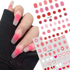 Blush Design 3D Nail Sticker Pink Blue Heart Love Stickers Peach Pattern Trasnfer Decals Sliders Nail Art Decoration Wrap Tools