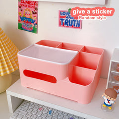 W&G INS Kawaii Storage Box Multi Grid Desktop Make Up Organizer Living Room Bedroom Multifunction Tissue Box Jewelry Organizador