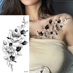 Waterproof Temporary Tattoo Sticker Sketch Sexy Flower Fake Tattoo Female Body Art Painting Arm Leg Tattoo Sticker