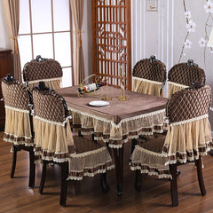 European White Tablecloth Chair Cover Elegant Embroidered Dining Table Cloth Flower Peony Chair Cover Wedding Home Textile Cush