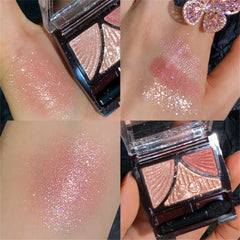 YICKYUE - Three-color Pearly Eyeshadow Palette Bright Matte Shimmer Crystal Bow Tie Glitter Eyeshadow Waterproof Lasting Pigment Makeup