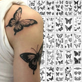 YICKYUE - Black Butterfly Temporary Tattoo Sticker 30PCS/set 3D Butterfly Fake Tattoo Transfer Waterproof Tattoo Legs Arm Body for Women