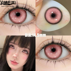 YICKYUE - 2Piece Color Contact Lenses Blue Pink Purple Beautiful Pupil Halloween Cosplay Soft Lenses Diopters Myopia Degree 0~-8.0