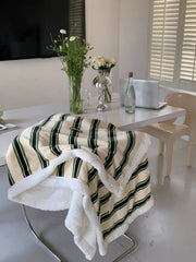 YICKYUE - Stripe Double-Layered Warm Throw Blanket - Soft, Reversible, Machine Washable, All-Season Cozy Fleece for Couch & Bed,