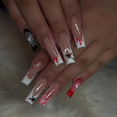 YICKYUE - 24pcs false nails Halloween elements, 3D spiders, Medium length square nails, press nails, nail patches, Y2K nails,available fo