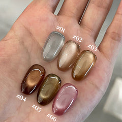 YICKYUE - 10ML 1PCS Brown Nails Champagne Silk cloth Amber Maillard Cat Eye Magnet Gel Nail Polish French tip Nails Autumn Nails